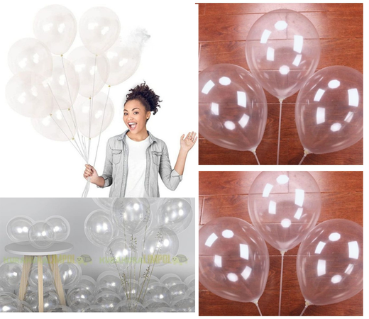 Balon Latek Transparan size 12 inc / isi 10 balon
